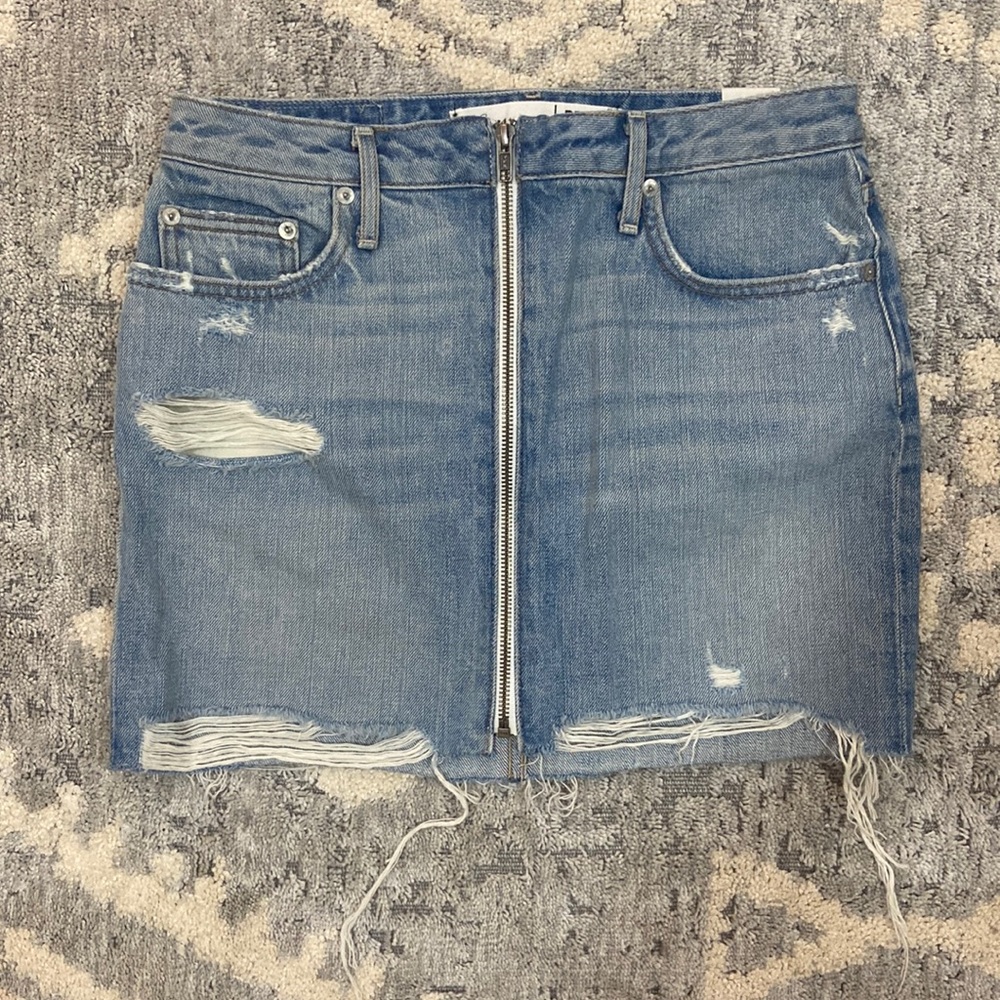 Lovers + Friends Denim Skirt with Zipper Front